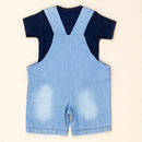 Jardineira Jeans Baby Bordada Com Body P Aventuras De Verão