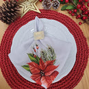 Kit 4 Guardanapos De Tecido Flor Natal 40cmx40cm - UN / 4
