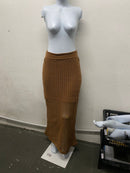 Saia Midi Tricot Vazada