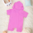 Macacão Infantil Curto Com Capuz Bordado Gatinha Pink