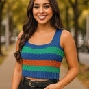 Cropped Tricot Regata Decote Quadrado