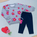 Conjunto Bebê Menina Em Moletom Estampado Quentinho