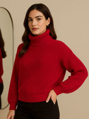 Blusa Tricot Gola Cacharrel Manga Longa Bufante