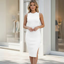 Vestido Tricot Modal Midi Sem Manga