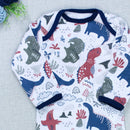 Body Bebê Branco Manga Longa - Estampa Dino Divertida