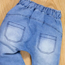 Calça Para Bebê Jeans Jogger Bolsinho Bordado Azul Claro