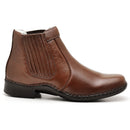 Botina Casual Conforto Couro Marrom