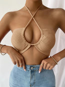 Cropped Tricot Modal Alça Fina Decote Redondo
