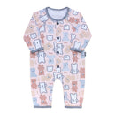 Macacão Estampado Ursinhos Baby Bege - Suavidade Total