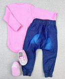 Kit 3 Peças Bebê Estilo Urbano Com Body, Calça E Tênis