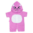 Macacão De Bebê Curto Capuz Bichinhos Bordado Gatinha Pink
