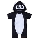 Macacão Curto Fantasia Panda Com Bordado No Capuz