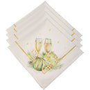 Kit 4 Guardanapos De Tecido Celebra De Natal 40cmx40cm Dourado - UN / 4