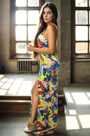 Vestido Longo Fresquinho Estampado Floral Alcinha Fendas