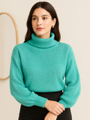 Blusa Tricot Gola Cacharrel Manga Longa Bufante