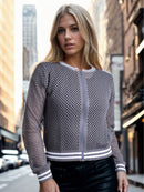 Jaqueta Feminina Bomber Vazada Moda Blogueira Tendência