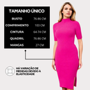 Vestido Midi Tricot Modal Manga Curta Com Fenda