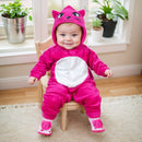 Conjunto De Macacão Gatinha Em Plush Com Pantufas 3d - Pink