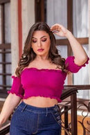 Cropped Tricot Canelado Básico Ciganinha
