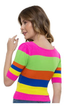 Cropped Tricot Modal Manga Curta Listras