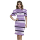 Vestido Midi Tricot Babado Manga Curta