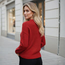 Blusa Tricot Canelado Manga Longa Decote Em V