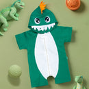 Macacão Infantil Curto Com Capuz Bordado Dino Verde