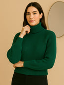 Blusa Tricot Gola Cacharrel Manga Longa Bufante