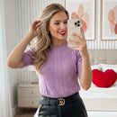 Blusa Tricot Modal Relevo Manga Curta