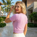 Blusa Tricot Modal Losango Manga Curta