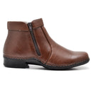 Botina Casual Conforto Couro Marrom