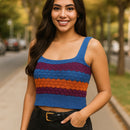 Cropped Tricot Regata Decote Quadrado