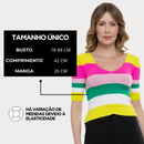 Cropped Tricot Modal Manga Curta Listras
