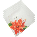 Kit 4 Guardanapos De Tecido Flor Natal 40cmx40cm - UN / 4