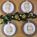 Kit 4 Guardanapos De Tecido Listrado Natal Dourado 40cmx40cm - UN / 4