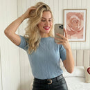 Blusa Tricot Modal Relevo Manga Curta