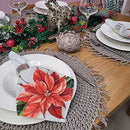 Kit 4 Guardanapos De Tecido Flor Natal 40cmx40cm - UN / 4