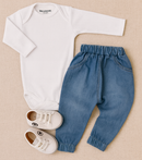 Kit 3 Peças Bebê Estilo Urbano Com Body, Calça E Tênis