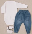 Kit 3 Peças Bebê Estilo Urbano Com Body, Calça E Tênis