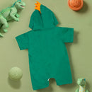 Macacão Infantil Curto Com Capuz Bordado Dino Verde
