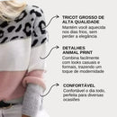 Blusa Tricot Manga Longa Onça