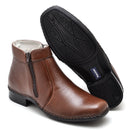Botina Casual Conforto Couro Marrom