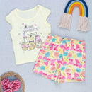 Kit Verão Menina Blusinha Cavada Estampada E Shorts