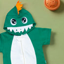 Macacão Infantil Curto Com Capuz Bordado Dino Verde