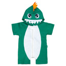 Macacão Infantil Curto Com Capuz Bordado Dino Verde