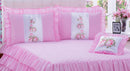 Kit Colcha com babado Sofia Casal 04 peças Rosa