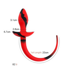 Plug Anal com Rabinho Preto e Vermelho com Alça - 9 x 3 cm