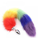 Plug Anal em Aço com cauda Longa de Raposa Colorida LGBTQI+ c/ 40 cm Joia Anal