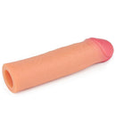 Capa em CyberSkin Super Realística Bege Extensor Peniano Cabeção - Ponta Maciça - 5,5 cm