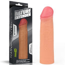 Capa em CyberSkin Super Realística Bege Extensor Peniano Cabeção - Ponta Maciça - 5,5 cm